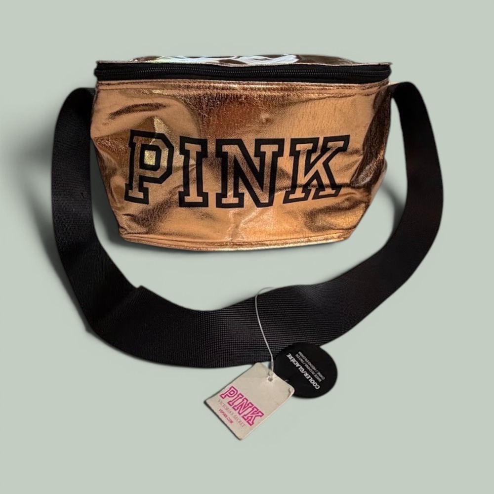 Victoria's Secret PINK Metallic Rose Gold Insulated Cooler Bag Shoulder Strap